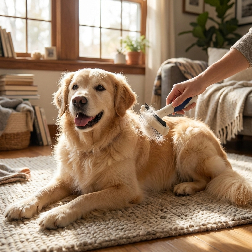 Pet Deshedding Grooming Brush lifestyle