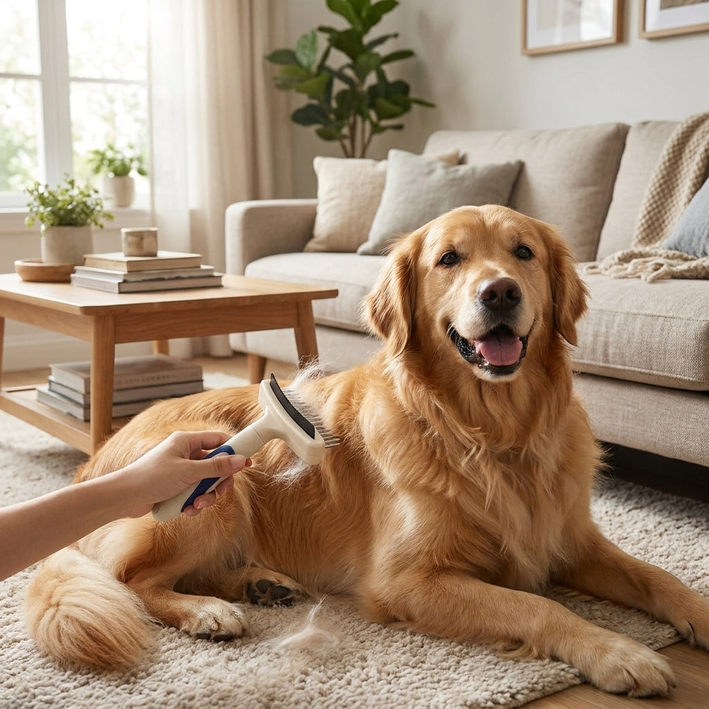 Pet Deshedding Grooming Brush lifestyle